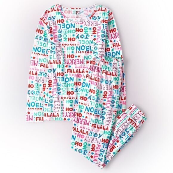 Children’s Place Mommy And Me Christmas Words Cotton Pajamas White XL NWT - Picture 1 of 7